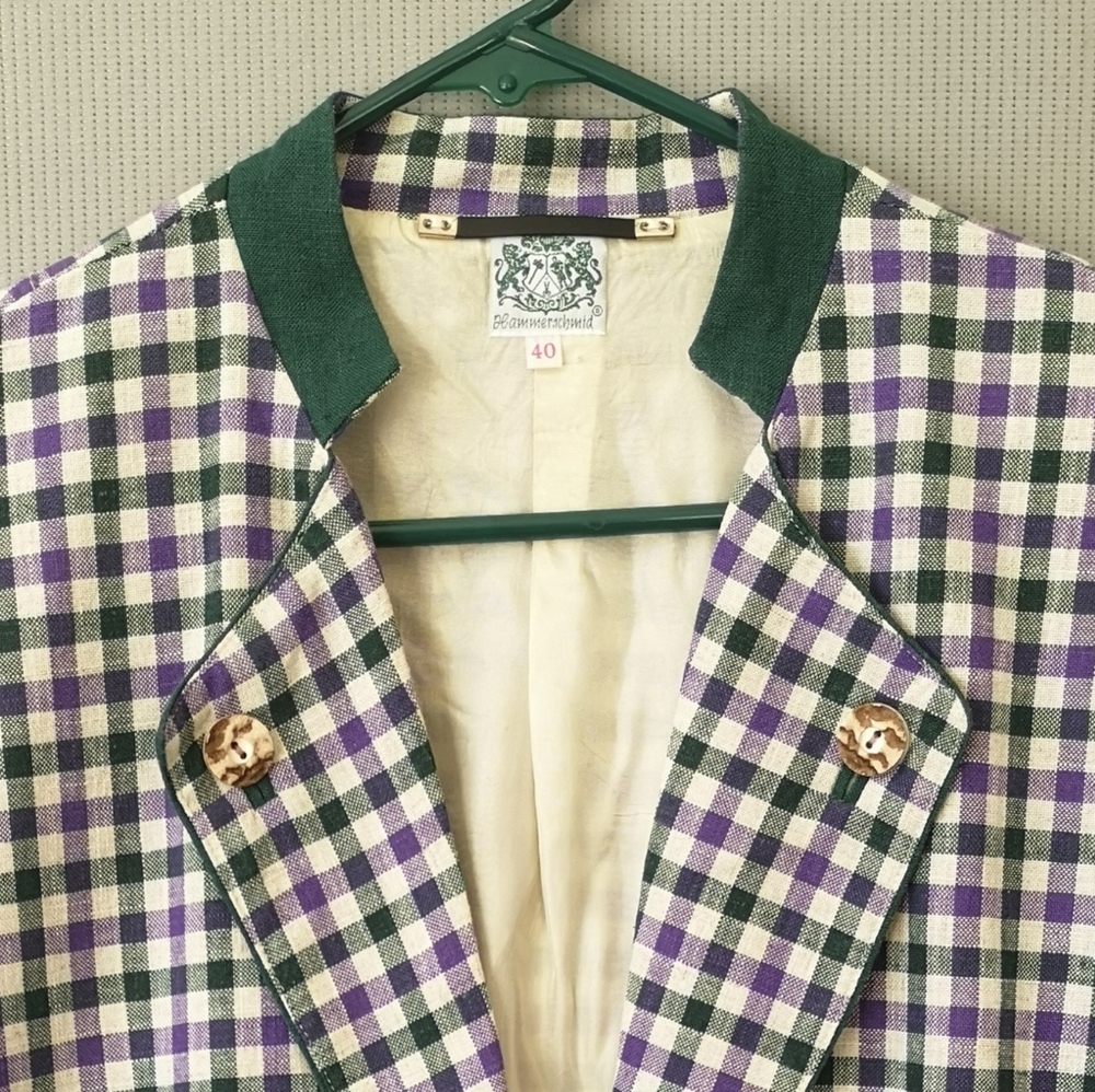 Classic Vintage West German Jacket - Linen/Cotton/Modal Blend, Striped Check Pat
